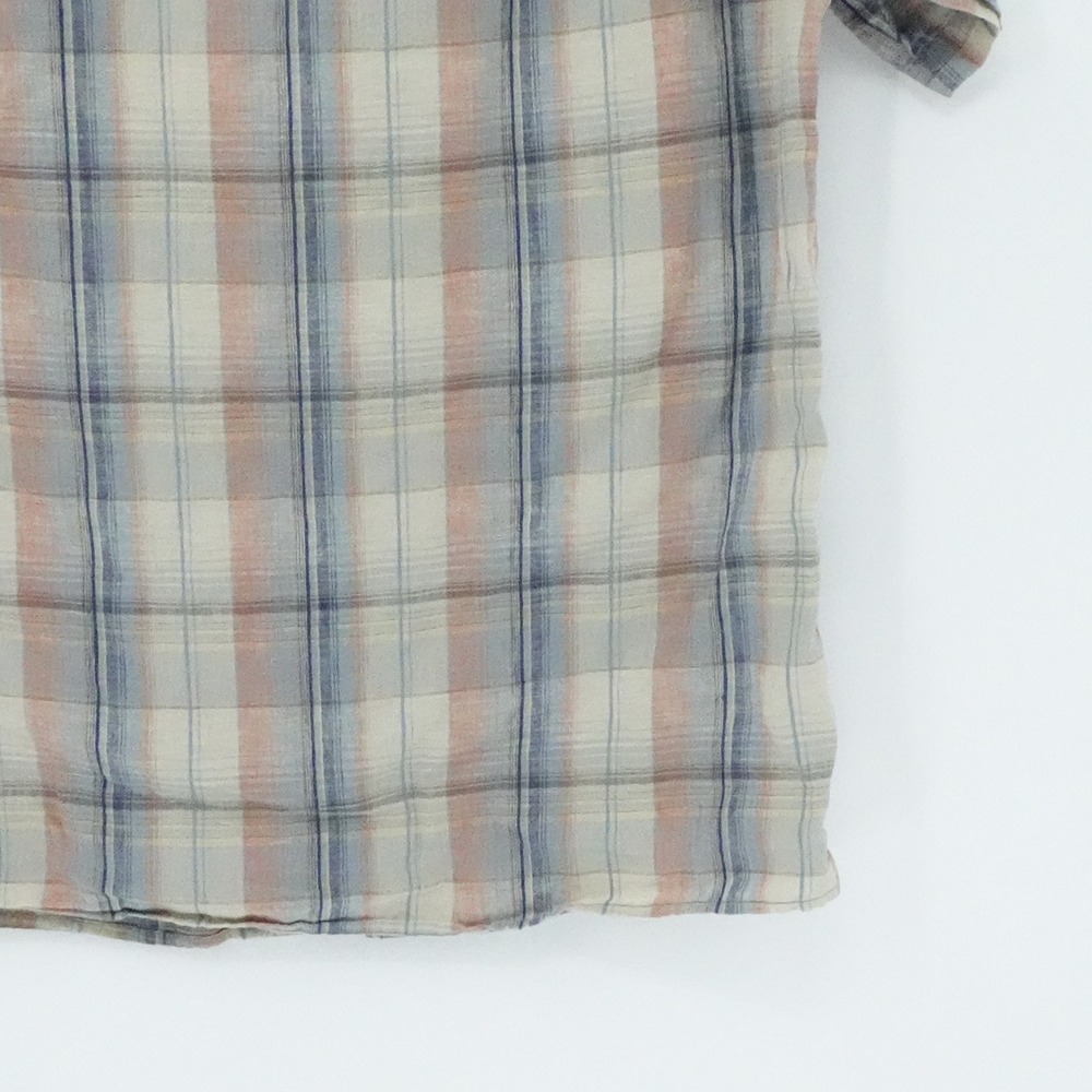 Kuhl Shirt Mens Large Beige Blue Plaid Short Sleeve‎ Linen Blend Outdoors Gorp - Picture 10 of 15
